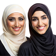 Smiling Muslim Women in Hijab  Portrait Photography on transparent background