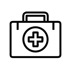 Obraz premium First aid kit icon with a medical cross symbol in the center