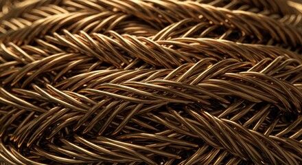 Intricate Bronze Weave - Close-up of a complex bronze weave pattern, showing intricate detail and texture. Perfect for backgrounds or design elements