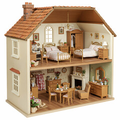 Fototapeta premium Charming Dollhouse Interior Design: Detailed Miniature Home