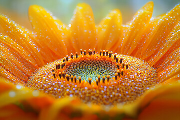 name : seamless soft focus sunflower field, dreamy macro center,