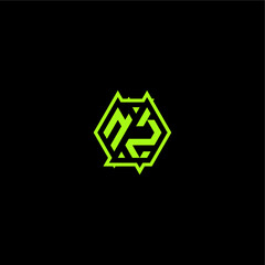 Obraz premium logo design concept cool and dynamic monogram NZ esport gaming initial letter