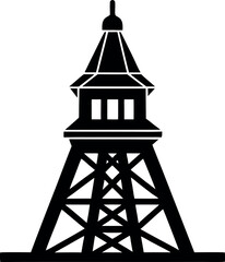 Tower Silhouette Black Vector | Icon for Architecture and Urban Vector