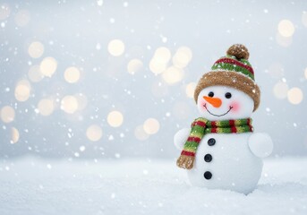 Obraz premium Cute snowman with scarf isolate on white background