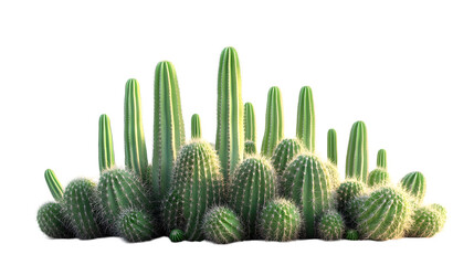 Tall saguaro cactus with visible spines isolated on white background