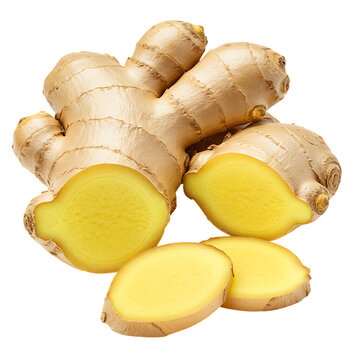 Fresh Ginger Root Isolated on White and Transparent Background, ginger, ginger root, fresh ginger, ginger isolated, ginger on white, ginger transparent, spice isolated, natural spice