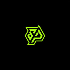 logo design concept cool and dynamic monogram SP esport gaming initial letter