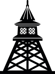 Tower Silhouette Black Vector | Icon for Architecture and Urban Vector