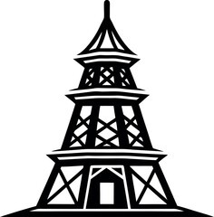 Tower Silhouette Black Vector | Icon for Architecture and Urban Vector