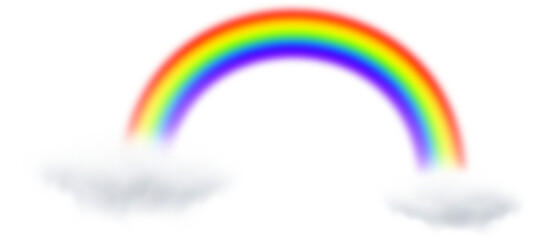 Rainbow with clouds, PNG isolated