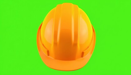 Fototapeta premium Orange Construction Helmet Isolated On Green Screen Background Safety Hard Hat For Industrial Site Isolated Studio Object For Promotion Ads Backdrop With Clean Blank Surface