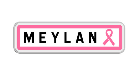 Panneau de sortie de Meylan, Isère, Auvergne-Rhône-Alpes avec Ruban Octobre Rose