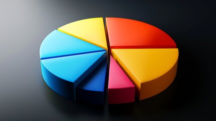 Obraz premium D pie chart with soft edges and well-defined parts, suited for clean presentations