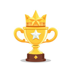 Golden Trophy with Star Crown Illustration