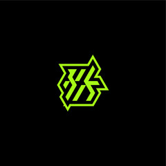 XK letter cool and dynamic monogram esport gaming initial logo design concept