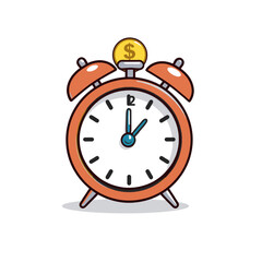 Orange Pixel Art Alarm Clock with Gold Coin