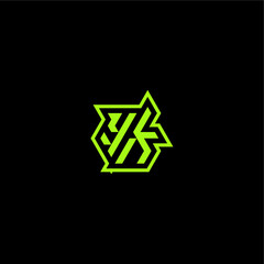 YK letter cool and dynamic monogram esport gaming initial logo design concept
