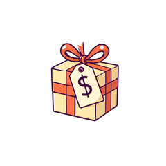Pixel Art Gift Box with Dollar Sign Tag