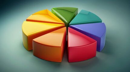 Obraz premium flower D pie chart with distinct part colors and soft shadow effects for an elegant style