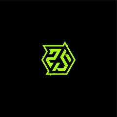 ZS letter cool and dynamic monogram esport gaming initial logo design concept