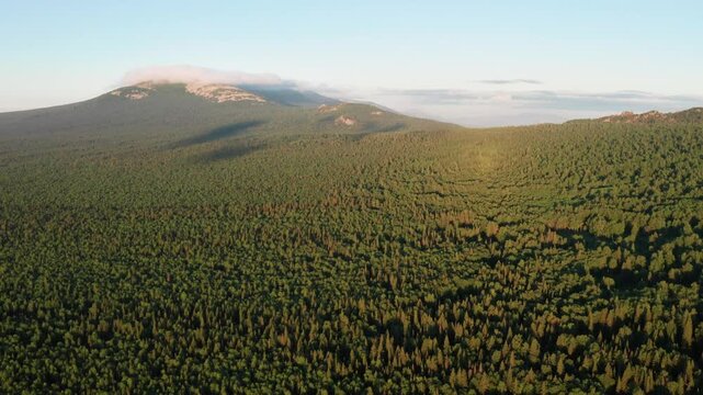 Southern Urals, Zyuratkul National Park: Bolshoy Nurgush Ridge. Aerial view.