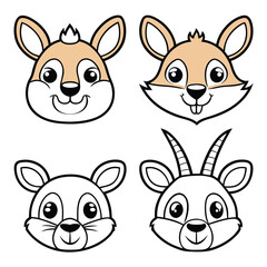 Playful Desert Animals Camel, Jerboa, Lizard, Coyote, and Pronghorn Coloring Page