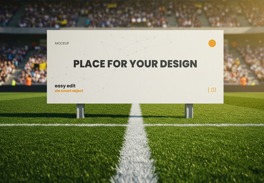 Horizontal Sign on Futball Soccer Field Mockup