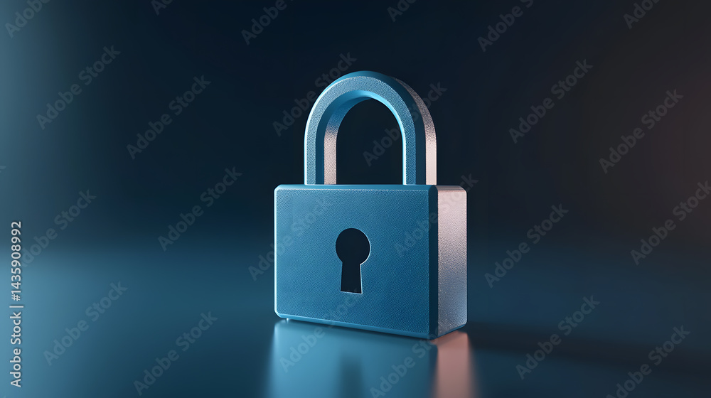 Poster digital lock icon on a clean surface 3d rendering cybersecurity concept studio environment close-up 