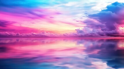 Vibrant sunset reflection on calm ocean