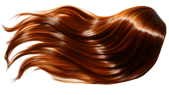 Woman with shiny straight long hair, smooth hairstyle, isolated on white background