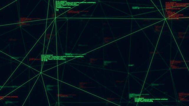 Network Architecture, and Cloud Computing in Next-gen Information Technology. Expansion of Complex AI Network with Large amount of Connected Nodes and Parameters. Hacker code or system hacking attack