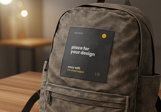 Stamp Patch on Backpack Mockup