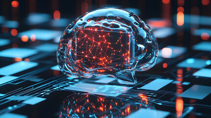 Innovative ai technology in digital brain simulation tech lab stock photo futuristic close-up neural networks