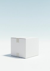 Sealed Cardboard Box on White Surface for Shipping