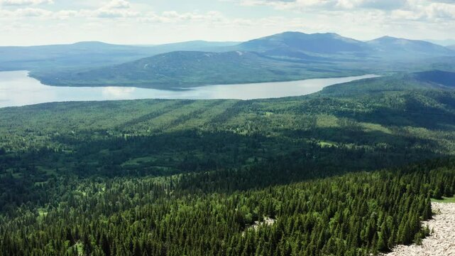Southern Urals, Zyuratkul National Park: Bolshoy Nurgush Ridge. Aerial view.