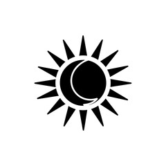 Black Icon of Sun and Moon Intertwined Signifying Harmony and Balance