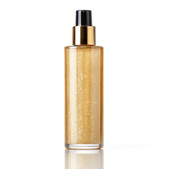 Body shimmer oil bottle on white background