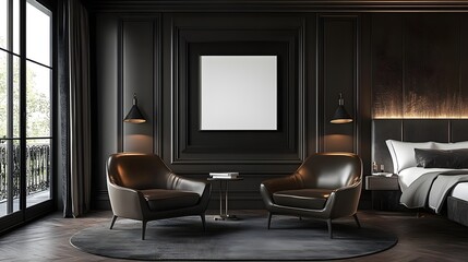 Modern Interior Design with Wall Frame Mockup in Elegant Room