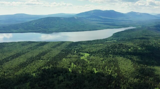 Southern Urals, Zyuratkul National Park: Bolshoy Nurgush Ridge. Aerial view.