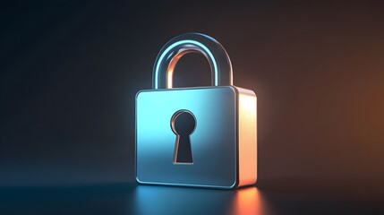 Secured digital lock mechanism virtual environment 3d model contemporary setting close-up digital security concept