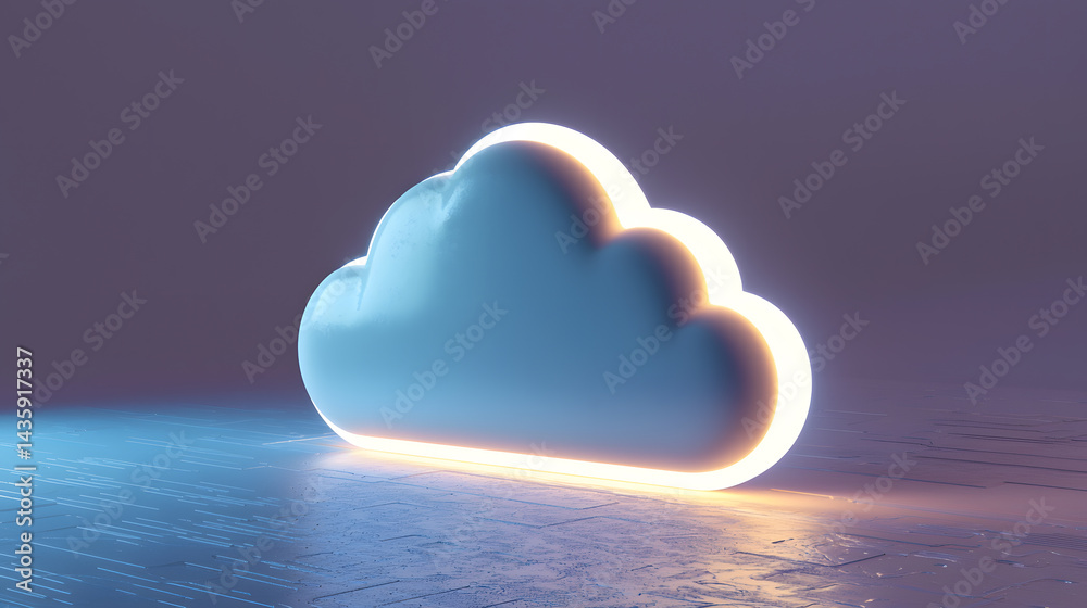 Poster digital cloud icon creation virtual space graphic design minimal environment 3d view conceptual repr
