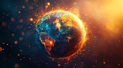 Obraz premium Burning Planet Digital Art Abstract Global Warming