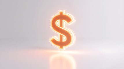 Fototapeta premium Illuminated dollar sign business environment photorealistic render minimalist style close-up financial concepts