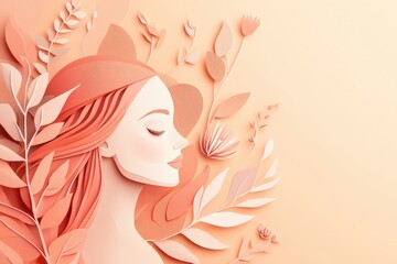 Delicate paper-cut portrait of a woman surrounded by floral elements.