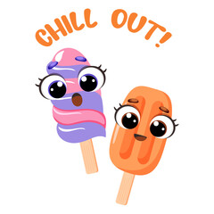 Cute Ice cream faces, Chill Out, Sublimation, educational flashcards, preschool activities