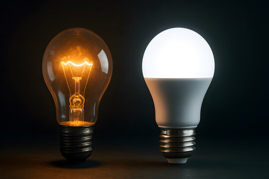 Incandescent versus led light bulbs comparison for energy efficiency and cost savings lighting solutions, old vs new