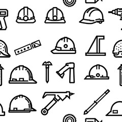 Fototapeta premium 【建設・安全ヘルメットアイコンセット】｜Construction and Helmet Icon Set