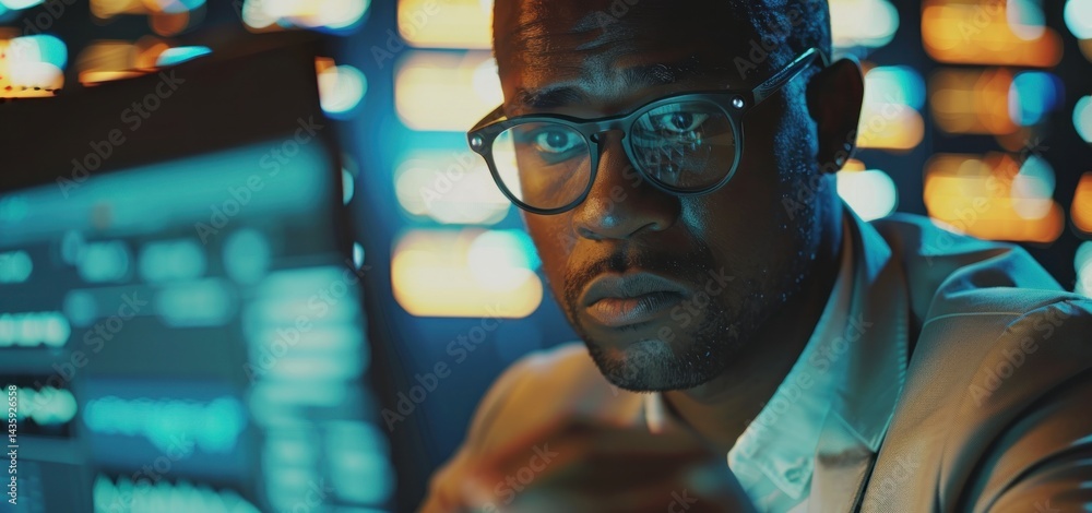 Wall mural focused coder in a digital den