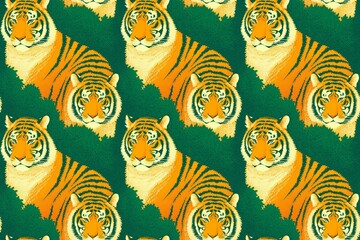 Fototapeta premium Bold Tiger Stripes Seamless Pattern in Orange and Black
