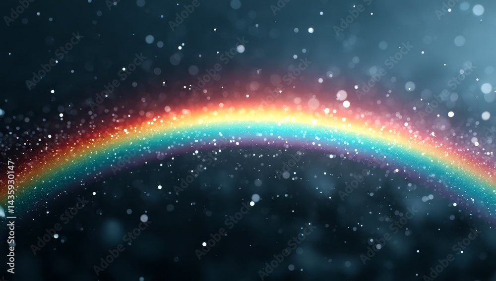Poster colorful spectrum with sparkling effects on a dark background